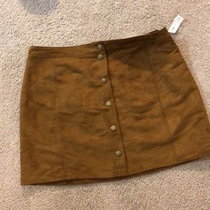 Faux Suede Buttoned Front Skirt